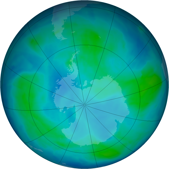 Antarctic ozone map for 03 February 2009